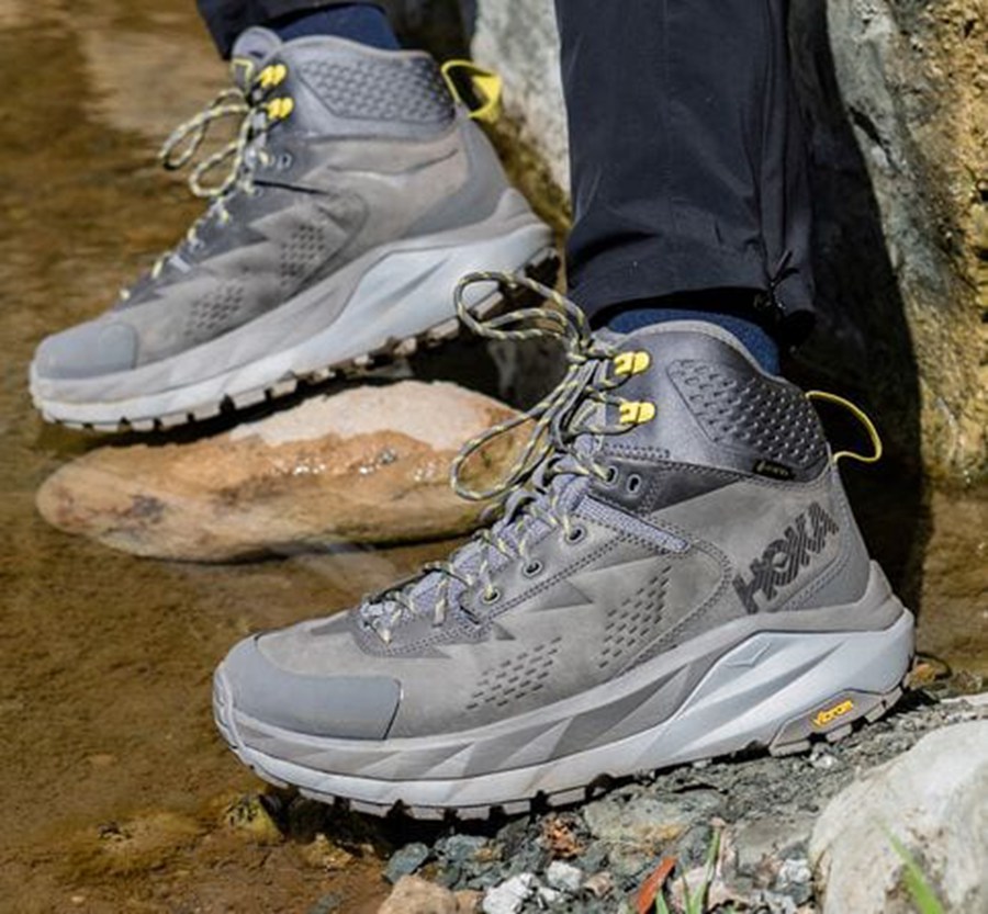 Hoka One One Mens Hiking Boots - Kaha GORE-TEX - Grey - QBPC17809